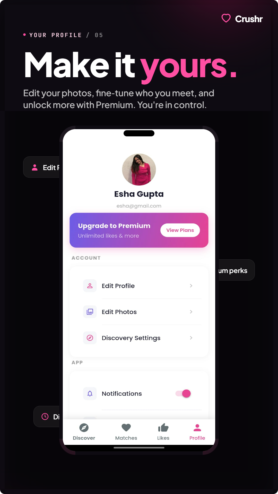 Profile screen